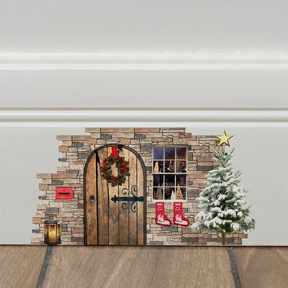 New! Vinyl Christmas Mouse Door Scene for Molding / Wall - Picture 2 of 4